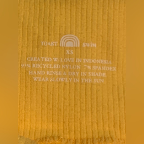 NWT FREE PEOPLE X TOAST SWIM RIBBED BIKINI BOTTOM IN YELLOW - Picture 3 of 3